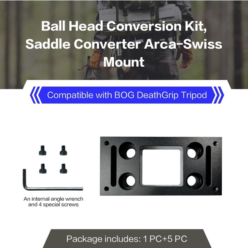 KPY Ball Head Conversion Kit, Saddle Converter Arca-Swiss Mount, Compatible with BOG DeathGrip Tripod - Image 2